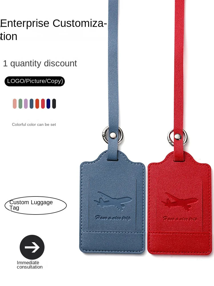 Eco-Friendly Luxury PU Leather Luggage Tag Custom Logo Cross-Border
