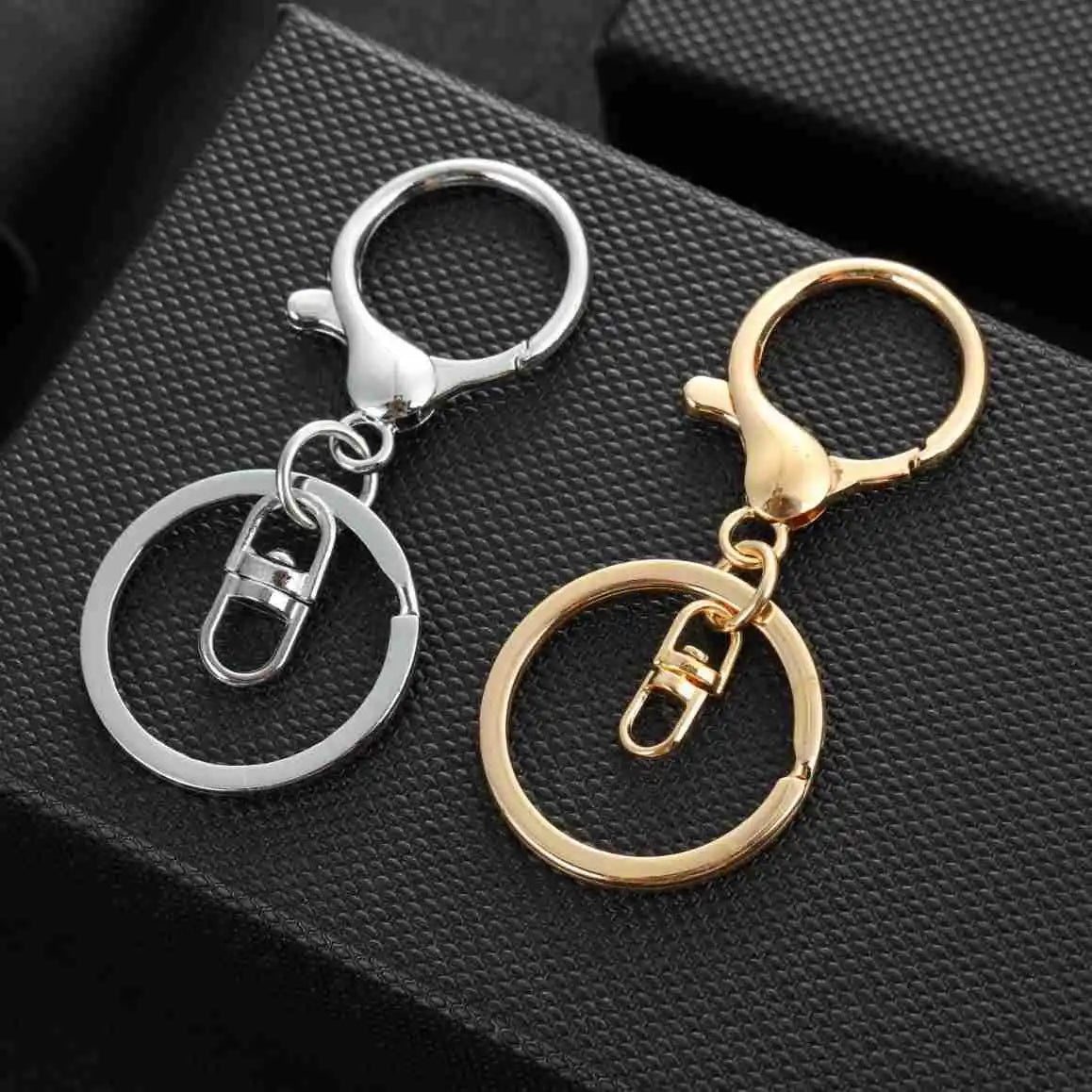 30mm Lobster Claw Clasp Coin Holder Keychain Round Zinc Alloy Flat