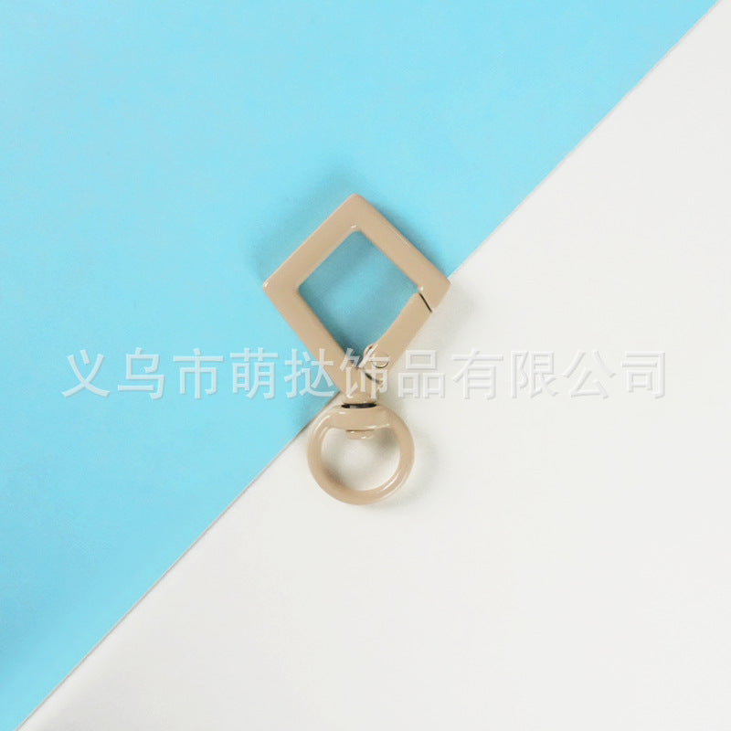 Candy-Colored Diamond Spring Buckle - Alloy Carabiner Keychain