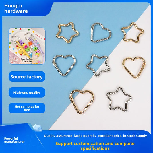 Heart & Star Open Spring Clasp - Metal Connector Ring