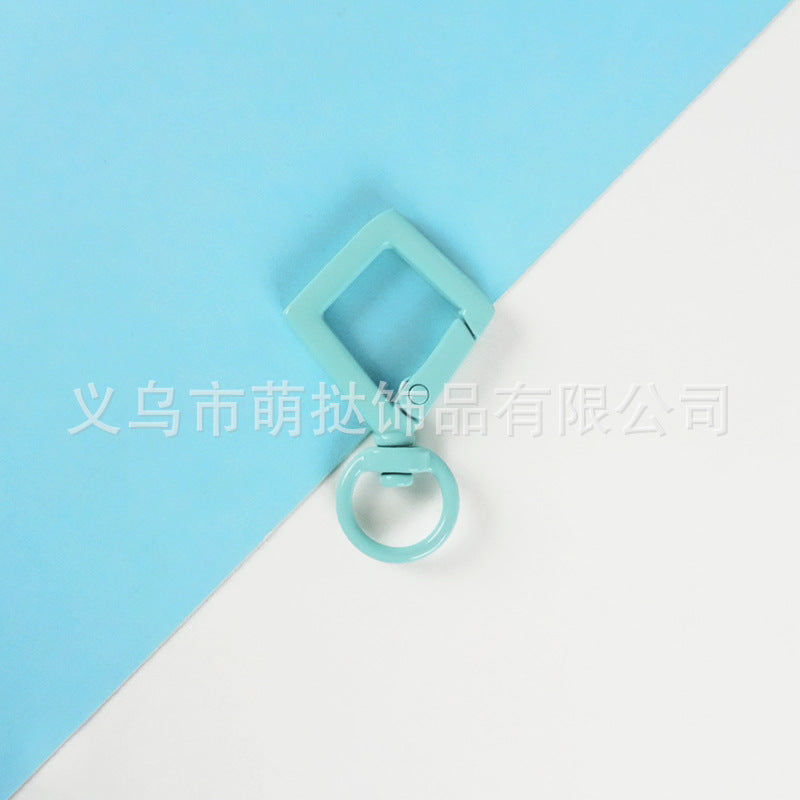 Candy-Colored Diamond Spring Buckle - Alloy Carabiner Keychain