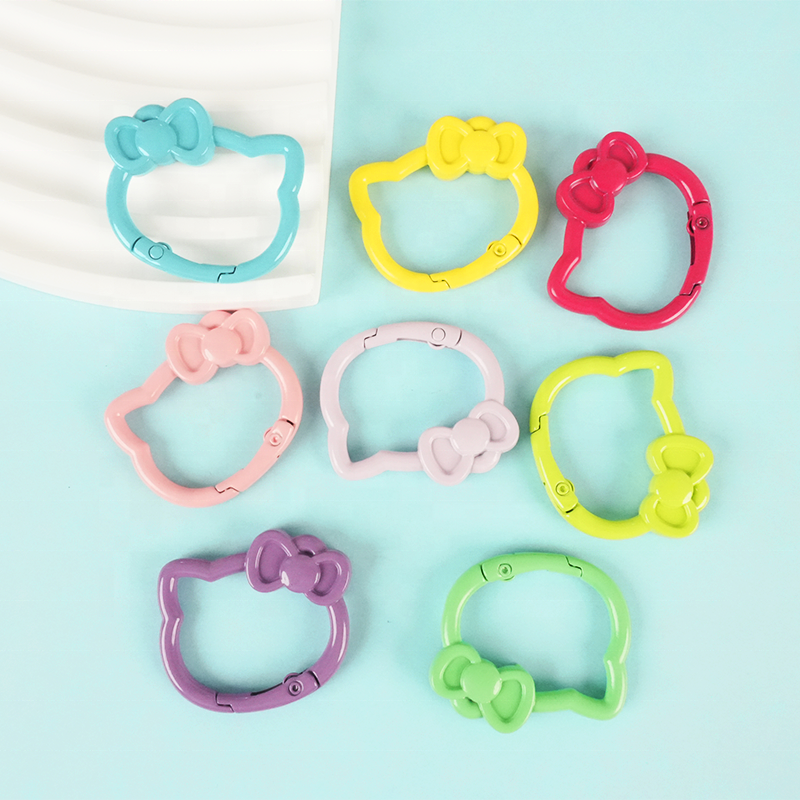 KT Cat Alloy Spring Ring Key Chain - UV Printed DIY Finding
