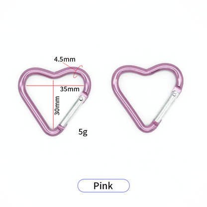 Heart-Shaped Aluminum Quick Carabiner - Keychain & Bag Clip