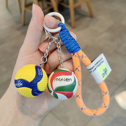 Cartoon Rubber Volleyball Keychain - Digital Print Bag Pendant