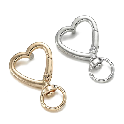 Heart-Shaped Spring Clip Snap Hook - Metal Hardware
