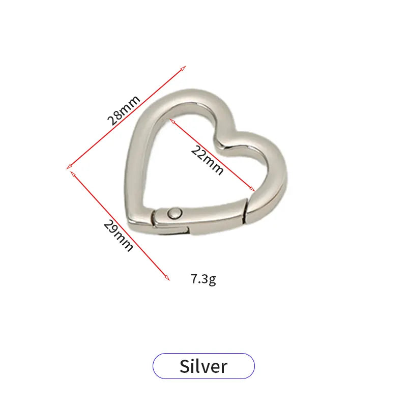 Heart-Shaped Zinc Alloy Spring Snap Hook - Letterpress