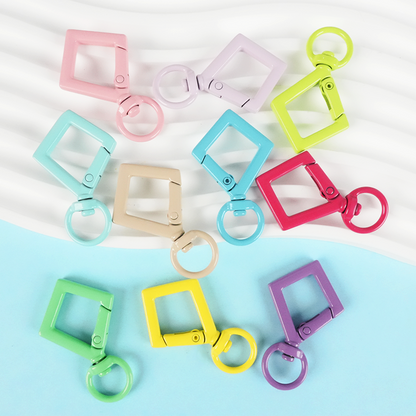 Candy-Colored Diamond Spring Buckle - Alloy Carabiner Keychain