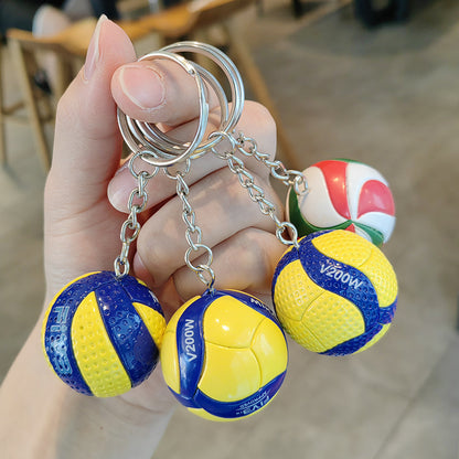 Cartoon Rubber Volleyball Keychain - Digital Print Bag Pendant