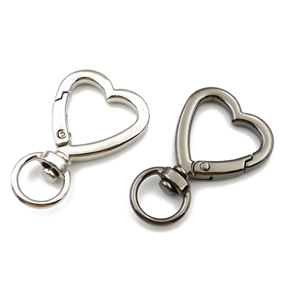 Heart-Shaped Spring Clip Snap Hook - Metal Hardware