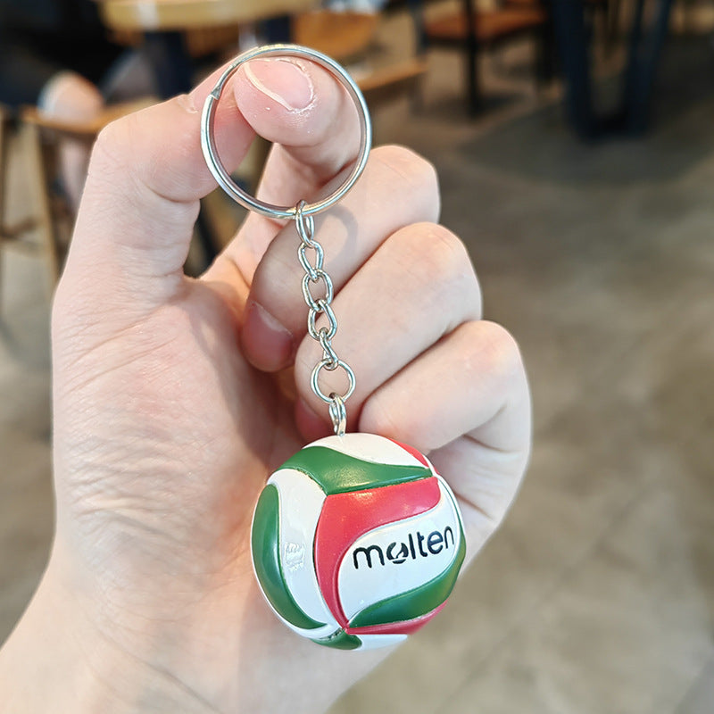 Cartoon Rubber Volleyball Keychain - Digital Print Bag Pendant