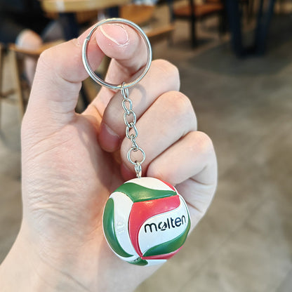 Cartoon Rubber Volleyball Keychain - Digital Print Bag Pendant