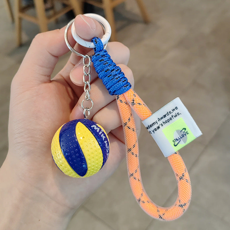 Cartoon Rubber Volleyball Keychain - Digital Print Bag Pendant
