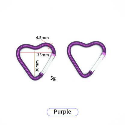 Heart-Shaped Aluminum Quick Carabiner - Keychain & Bag Clip