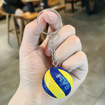 Cartoon Rubber Volleyball Keychain - Digital Print Bag Pendant