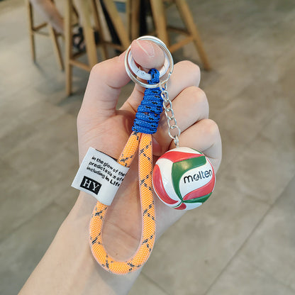 Cartoon Rubber Volleyball Keychain - Digital Print Bag Pendant