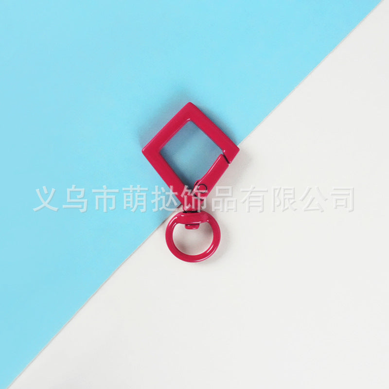Candy-Colored Diamond Spring Buckle - Alloy Carabiner Keychain