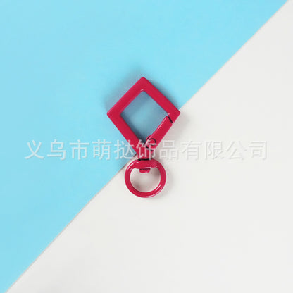 Candy-Colored Diamond Spring Buckle - Alloy Carabiner Keychain