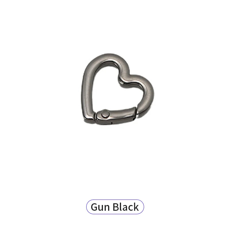 Heart-Shaped Zinc Alloy Spring Snap Hook DIY Letterpress Printed Metal