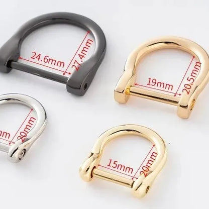 Metal Horseshoe Buckle Detachable Screw D-Ring U-Shaped Repairable DIY
