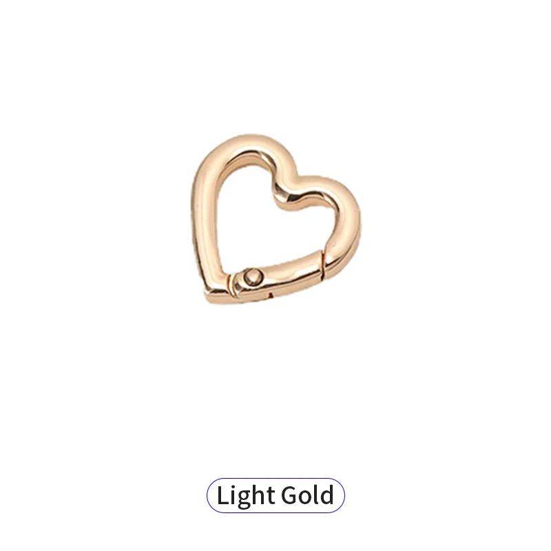 Heart-Shaped Zinc Alloy Spring Snap Hook DIY Letterpress Printed Metal