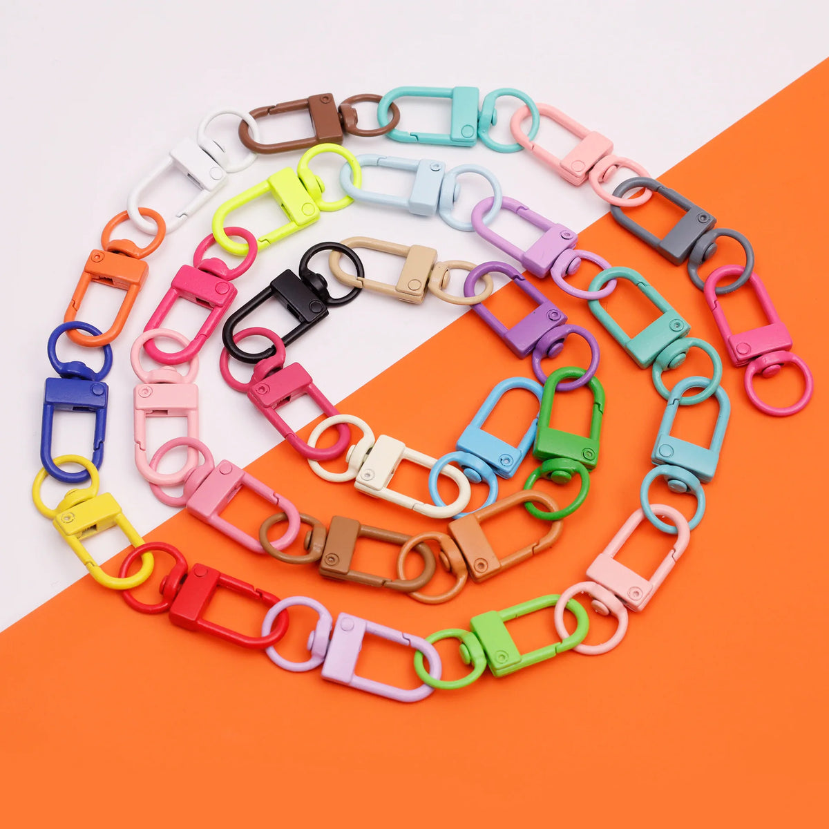 Bulk 60pcs Colorful Art Deco Metal Carabiner Keychain Clasps With
