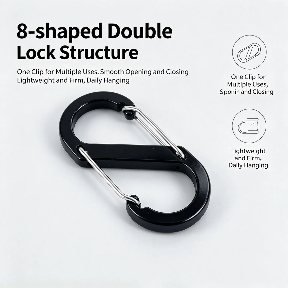 HT Sports No 5 S-shaped Figure-8 Aluminum Alloy Carabiner For Outdoor