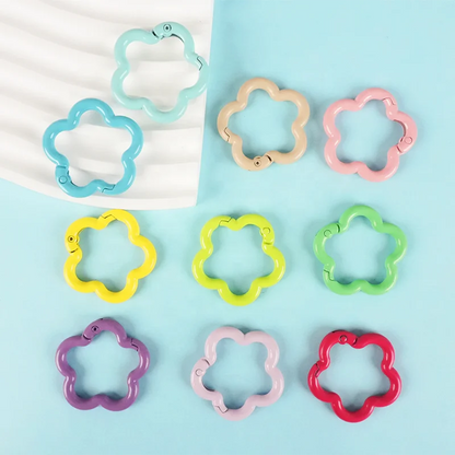 Colorful Floral Alloy Carabiner Keychain Spring Ring Accessories For
