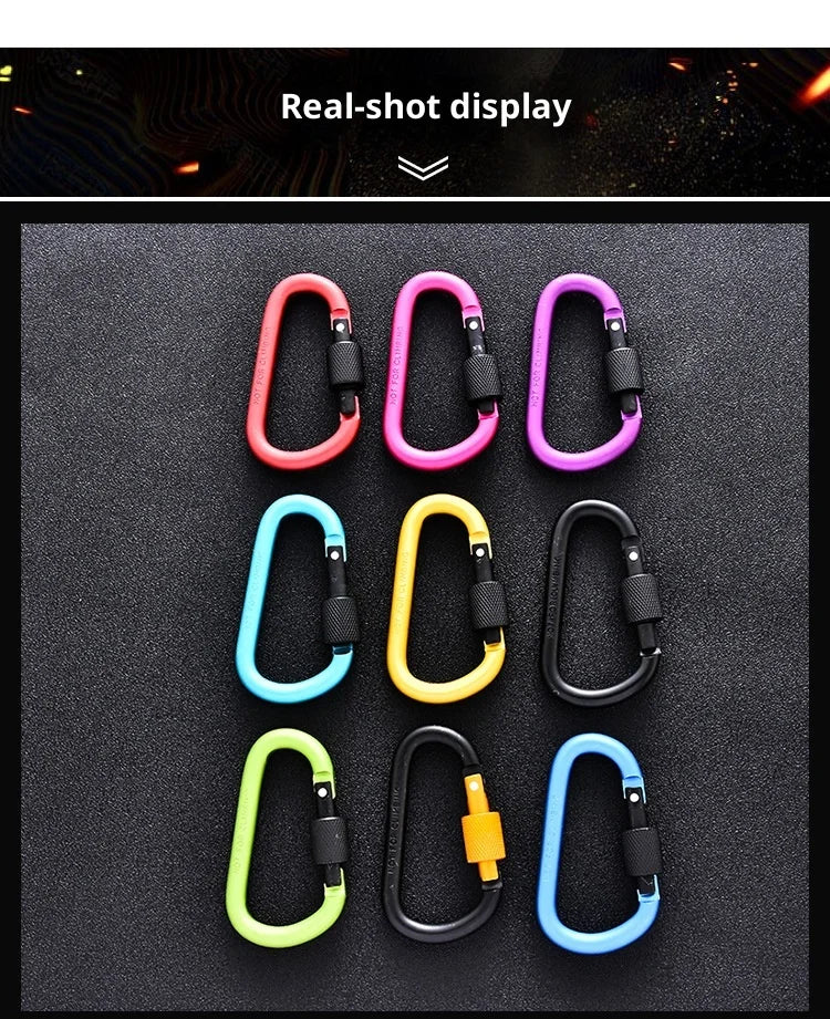 HT High-quality Lockable Extra-thick 8 Cm D-ring Carabiner With Nut