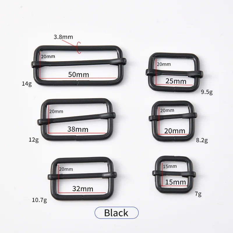 Adjustable Rectangle Metal Slide Tri-Glides 20mm-38mm Plated Alloy