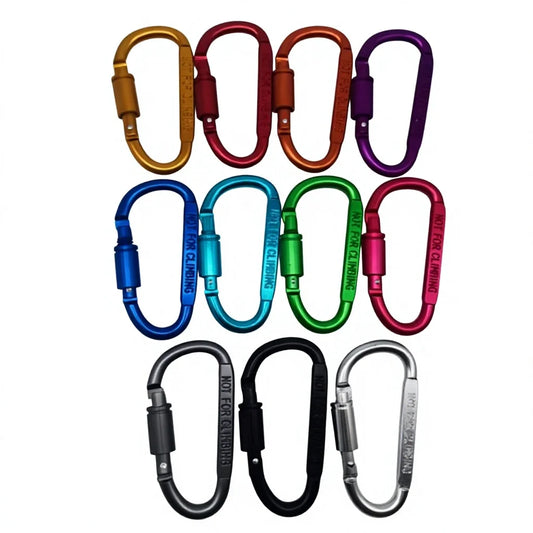 HT Factory Supply 8cm Lockable Flattened D-shaped Sports Carabiner
