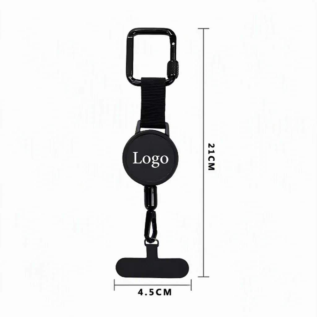 Logo Retractable Badge Reel Holder Metal Steel Cable Clasp Hiking