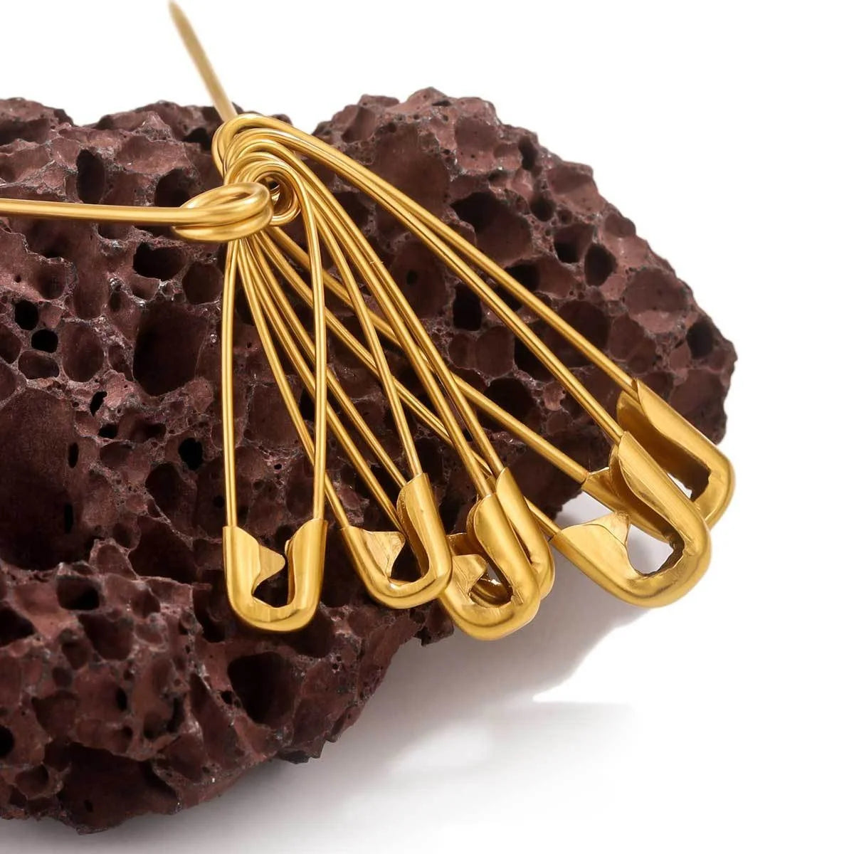 High-hardness Electroplated Stainless Steel Round Pins Cuff Brooches