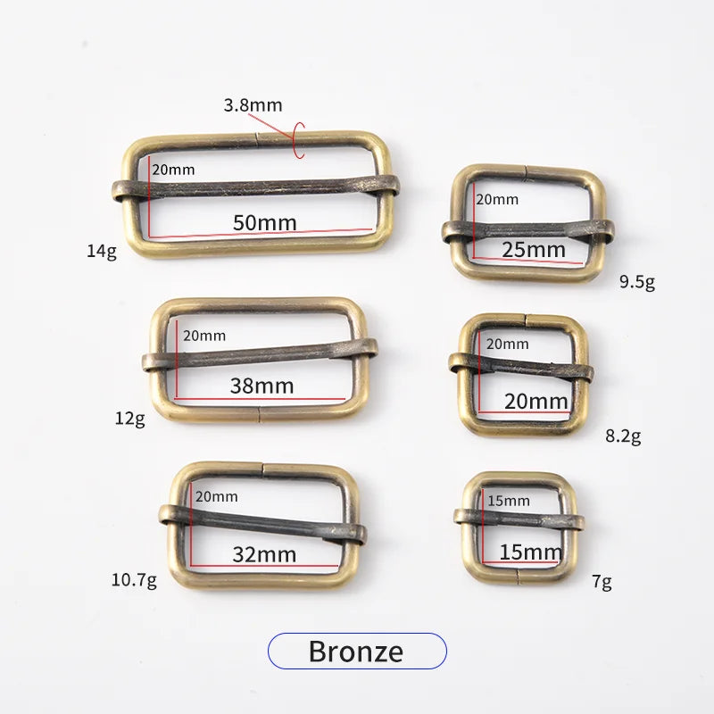 Adjustable Rectangle Metal Slide Tri-Glides 20mm-38mm Plated Alloy