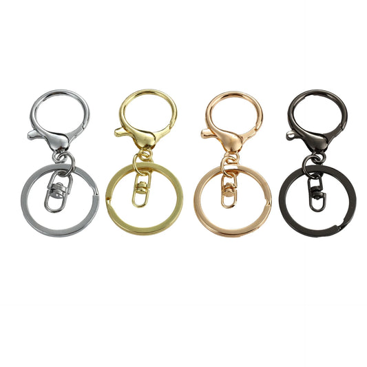 30mm Lobster Claw Clasp Coin Holder Keychain Round Zinc Alloy Flat