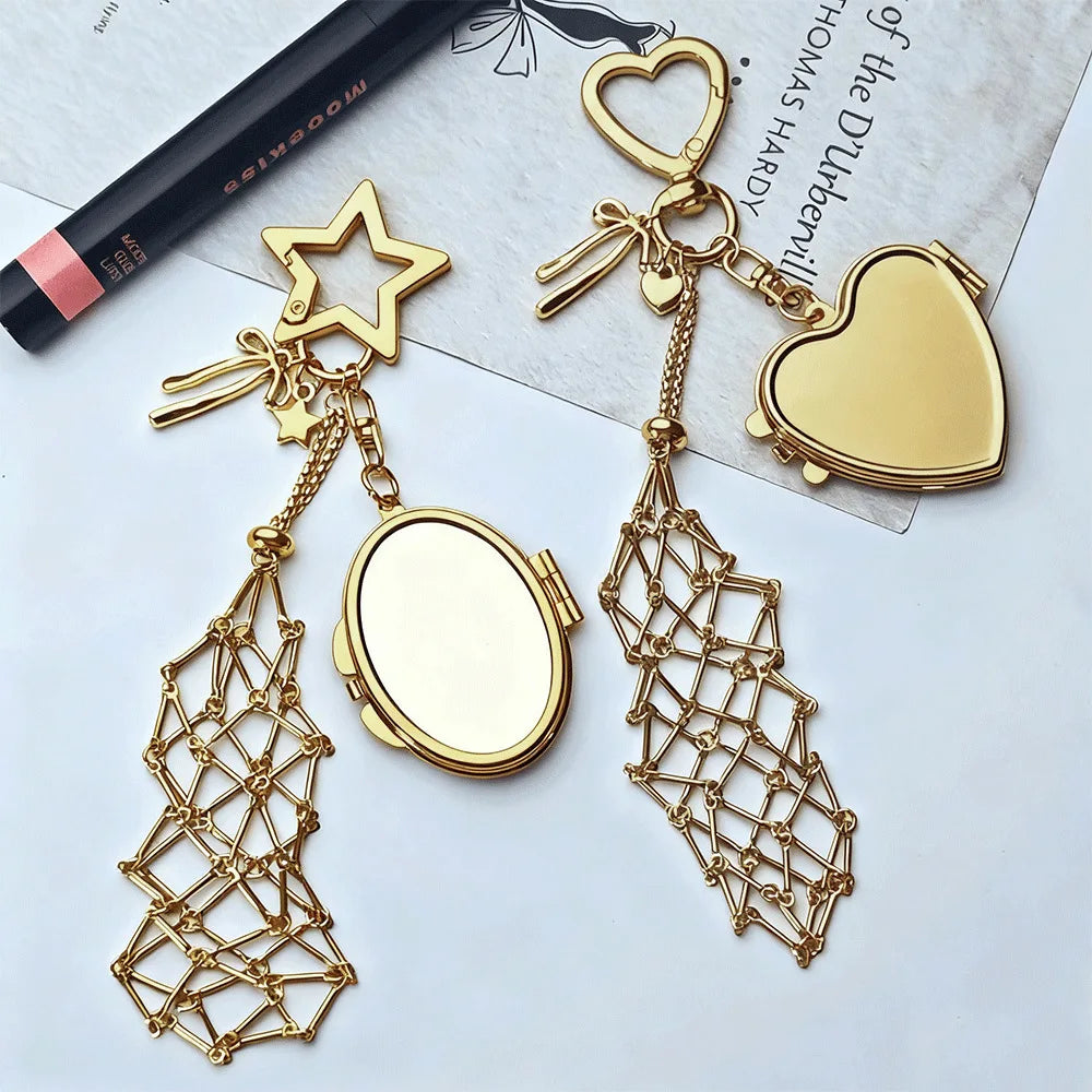 Fashion Heart-Shaped Waterproof Lipstick Net Pocket Pendant Golden Key