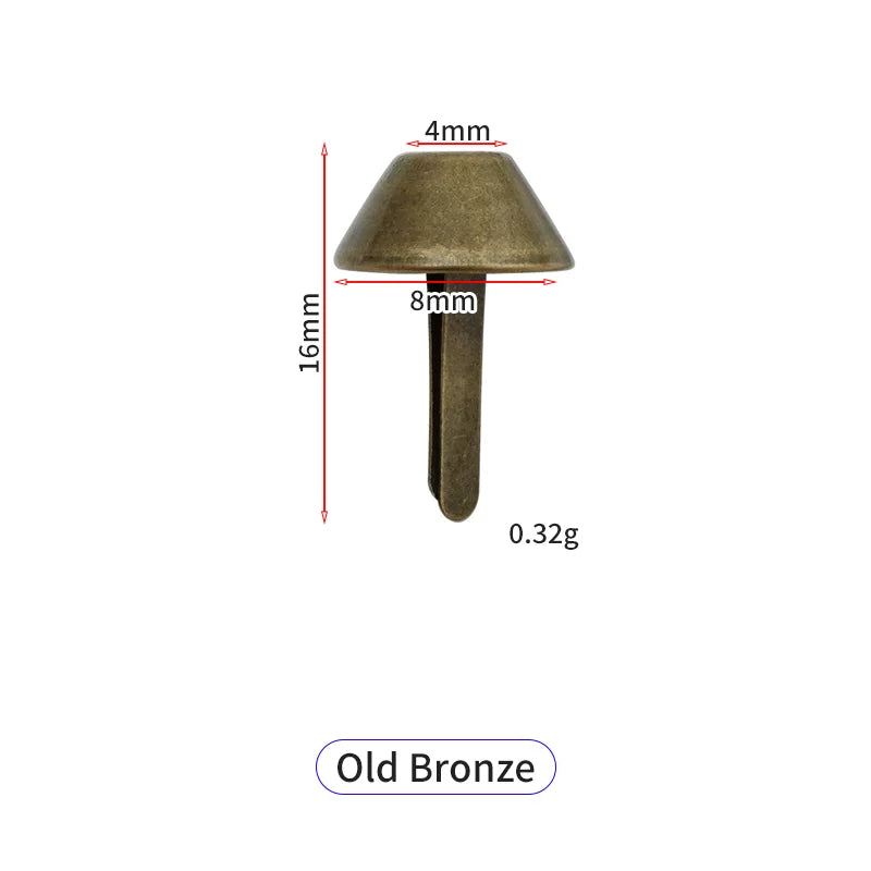 HONG TU Handmade Nickel-Free Metal Mushroom Head Fastening Rivet Luxury