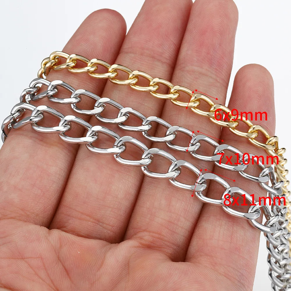 Hong TU HT 1m Cuban Hip Hop Thick Flat Metal Chain Bag Strap
