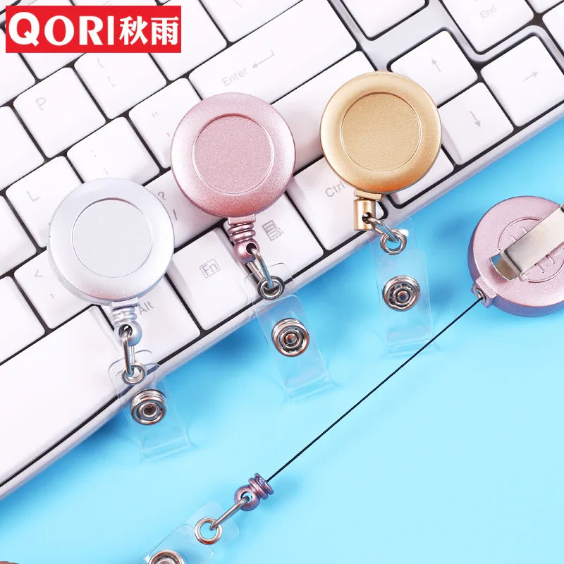 Autumn Rain-themed Multi-color Spray-painted ABS Retractable Snap ID
