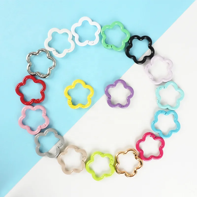 Colorful Floral Alloy Carabiner Keychain Spring Ring Accessories For