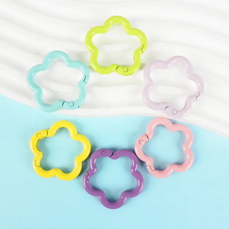 Colorful Floral Alloy Carabiner Keychain Spring Ring Accessories For