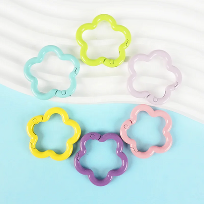 Colorful Floral Alloy Carabiner Keychain Spring Ring Accessories For