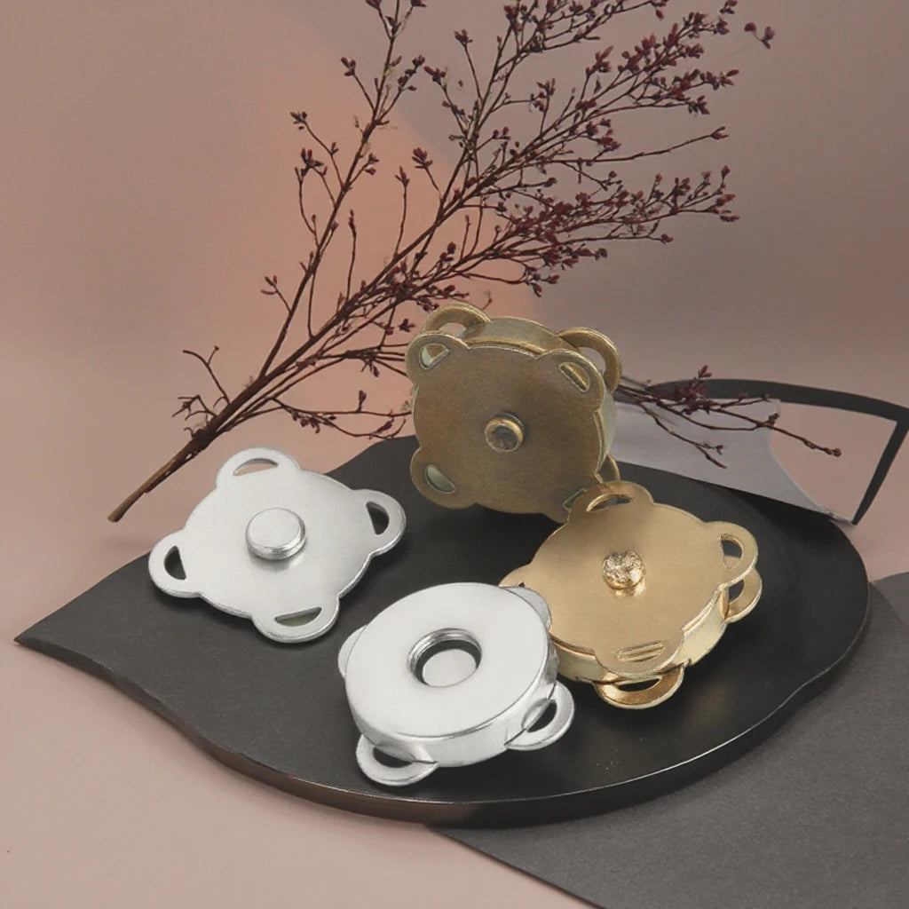 Leather Four-Hole Concealed Magnetic Buckle Strong Metal Snap Invisible