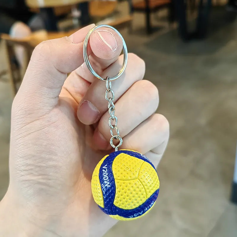 Cartoon Rubber Volleyball Keychain - Digital Print Bag Pendant