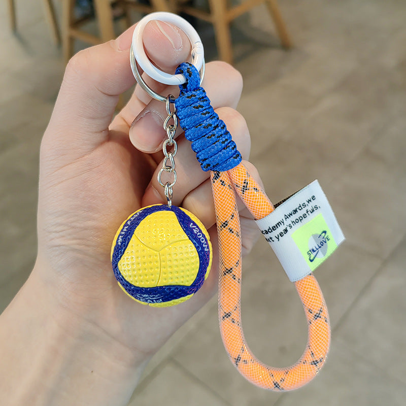 Cartoon Rubber Volleyball Keychain - Digital Print Bag Pendant