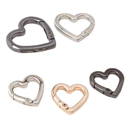 Heart-Shaped Zinc Alloy Spring Snap Hook - Letterpress