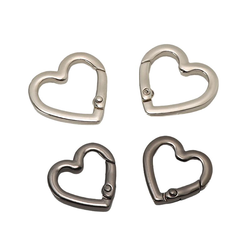 Heart-Shaped Zinc Alloy Spring Snap Hook - Letterpress