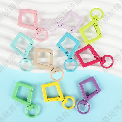 Candy-Colored Diamond Spring Buckle - Alloy Carabiner Keychain