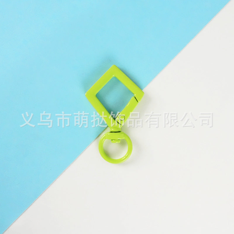 Candy-Colored Diamond Spring Buckle - Alloy Carabiner Keychain