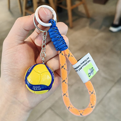 Cartoon Rubber Volleyball Keychain - Digital Print Bag Pendant