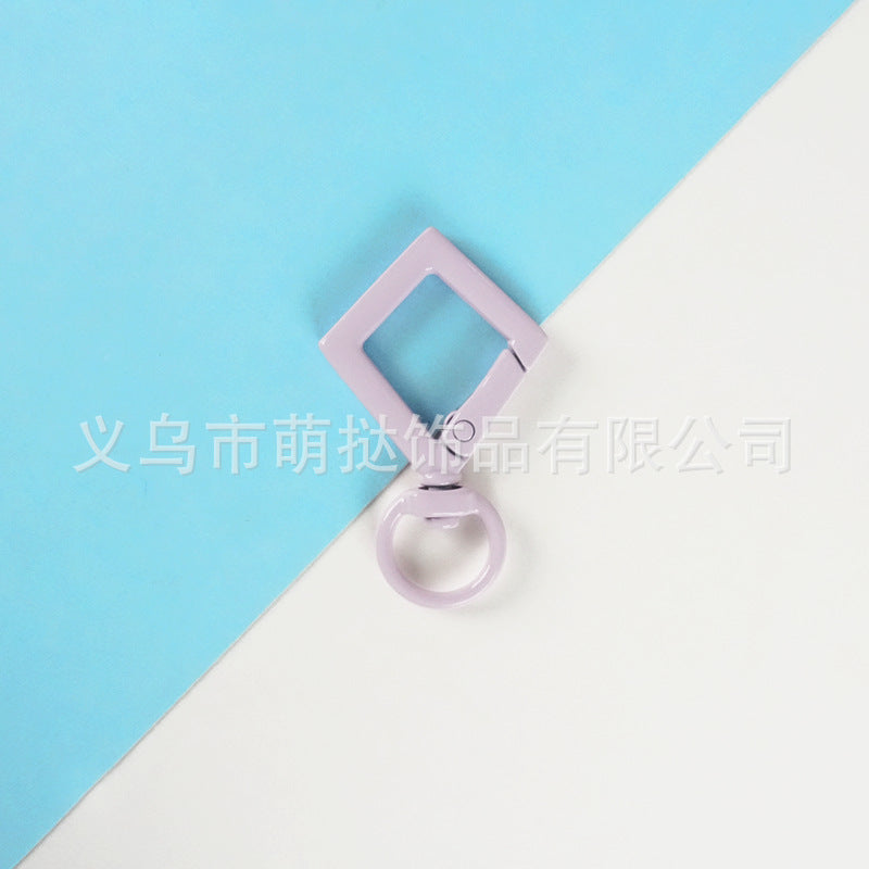 Candy-Colored Diamond Spring Buckle - Alloy Carabiner Keychain